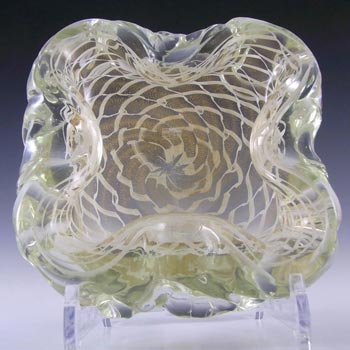 (image for) Murano Gold Leaf & White Filigree Glass Sculpture Bowl