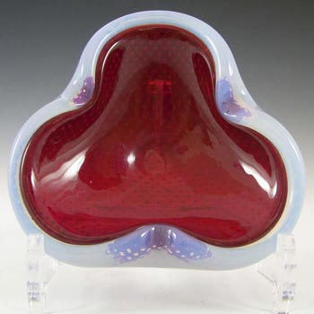(image for) Ferro Italarts Murano Red & Opalescent Glass Bubble Bowl