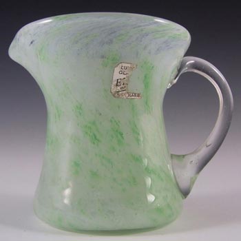 (image for) Nazeing/Elwell's Clouded Green Glass Creamer - Labelled