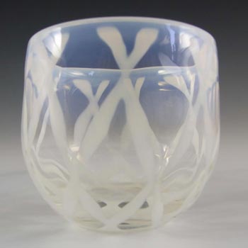 (image for) Opalescent White Glass Posy Bowl - Polished Pontil Mark