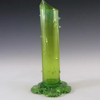 (image for) Victorian Antique Green + Opalescent Glass Thorn Vase