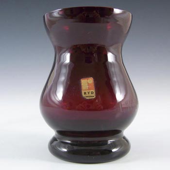 (image for) Ryd 1970's Scandinavian Ruby Red Glass Vase - Labelled