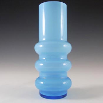 (image for) Ryd Glasbruk Swedish / Scandinavian Blue Glass Hooped 8" Vase