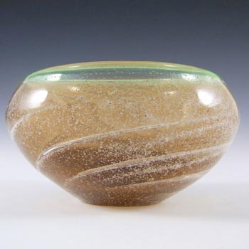 (image for) Skrdlovice #8318 Czech Amber & Green Glass Bowl by Ladislav Palecek