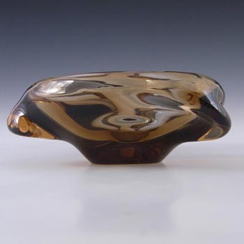 (image for) Skrdlovice Czech Smoky Brown Glass Sculpture Bowl