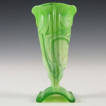 (image for) Stölzle Czech Art Deco or Victorian Green Slag Glass Vase
