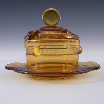 Stölzle #19417 Czech Art Deco 1930's Amber Glass Bowl