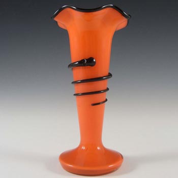 (image for) Czech/Bohemian 1930's Red & Black Tango Glass Vase