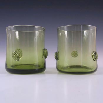 (image for) Pair of Green Glass Tumblers With Applied Prunts