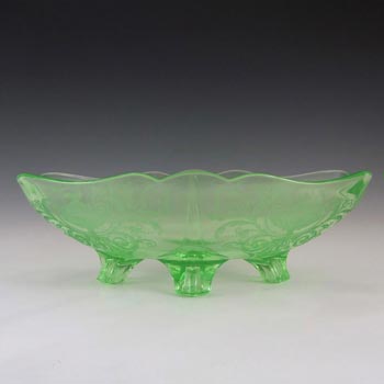 (image for) Cambridge Green Art Deco/Depression Glass Bowl - Etched Urn