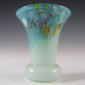 (image for) Vasart or Strathearn Turquoise Mottled Glass Vase V022