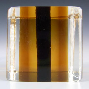 (image for) Venini Signed Murano Sommerso Glass Cube Block Paperweight