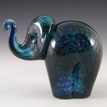 Wedgwood Speckled Blue + Green Glass Elephant Paperweight