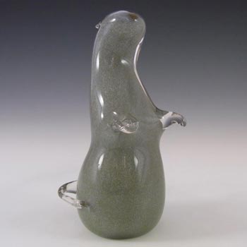 Wedgwood Speckled Grey Glass Otter Paperweight - Marked