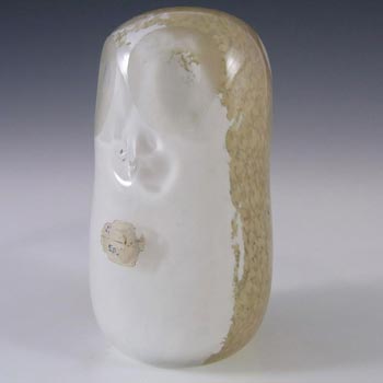 Wedgwood Cream + White Glass Owl Paperweight - Marked