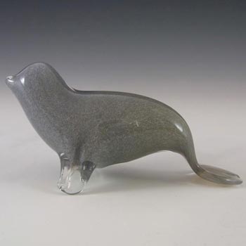 (image for) Wedgwood Speckled Grey Glass Seal Paperweight - Marked