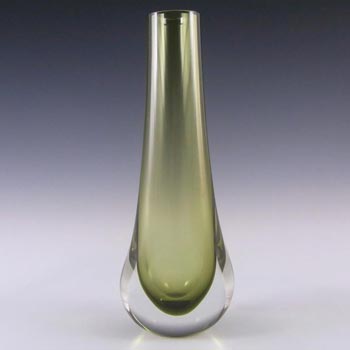 (image for) Whitefriars #9571 Sage Green Glass Teardrop Vase