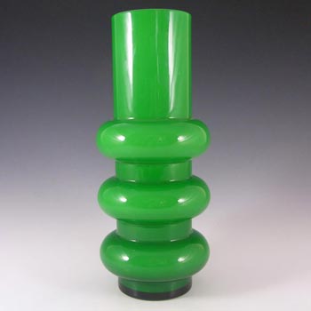 (image for) Ryd Glasbruk Swedish / Scandinavian Green Glass Hooped 10.5" Vase