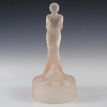 (image for) Sowerby Art Deco Frosted Pink Glass Nude Lady Figurine
