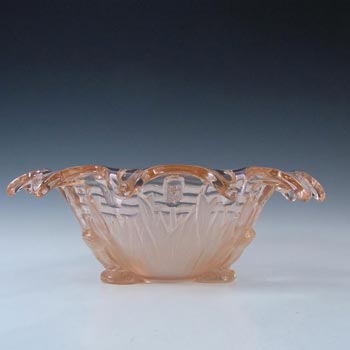 (image for) Sowerby Art Deco 1930s Pink Glass Frog + Bullrush Bowl