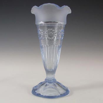 (image for) Bagley #3187 Art Deco 6" Vintage Blue Glass 'Katherine' Vase
