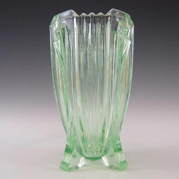 Bagley #3057 Art Deco 5.75" Vintage Green Glass 'Bedford' Vase