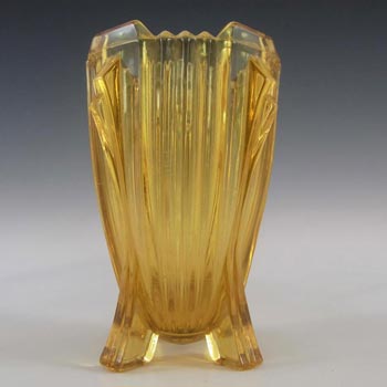 (image for) Bagley #3057 Art Deco 5.75" Vintage Amber Glass 'Bedford' Vase