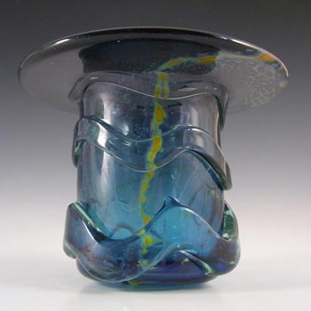 Mdina Maltese Purple & Blue Trailed Glass 'Top Hat' Vase