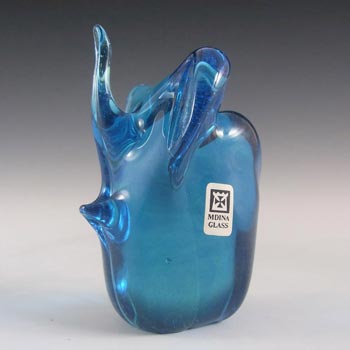 (image for) Mdina Maltese Blue Glass Elephant - Signed + Label