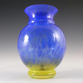 (image for) Skruf Swedish Blue + Yellow Glass Vase - Labelled