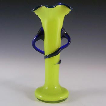 (image for) Welz Czech 7.5" Yellow & Blue Tango Glass Vase
