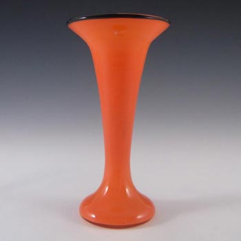 (image for) Czech/Bohemian 1930's Orange & Black Tango Glass Vase #3