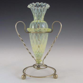 (image for) Victorian Vaseline / Uranium Glass + Metal Epergne Vase