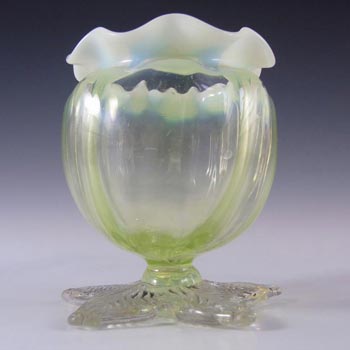 (image for) Victorian Vaseline Uranium Opalescent Glass Posy Vase