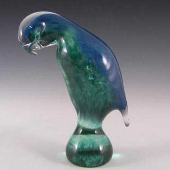 (image for) RARE Wedgwood Blue & Green Glass Parrot Paperweight