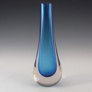 (image for) Whitefriars #9571 Kingfisher Blue Glass Teardrop Vase