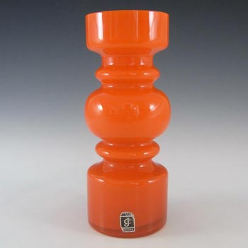 (image for) Lindshammar / JC 1970's Swedish Orange Hooped Glass Vase