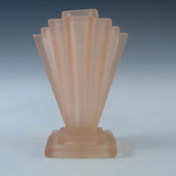 (image for) Bagley #334 Art Deco 4" Frosted Pink Glass Grantham Vase