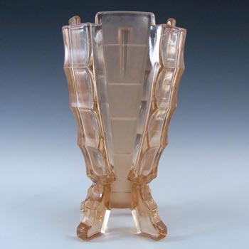 (image for) Bagley #3007 Art Deco 8.5" Vintage Pink Glass 'Bamboo' Vase
