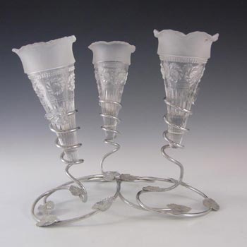 Bagley #3187 Art Deco Clear Glass 'Katherine' Epergne Vase