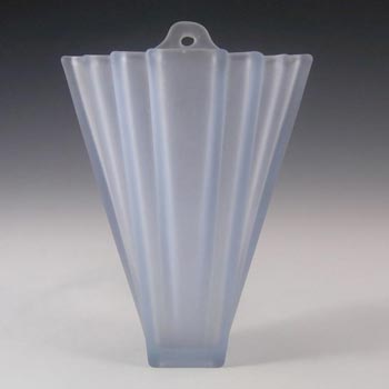 (image for) Bagley #334 Art Deco Frosted Blue Glass 'Grantham' Wall Vase