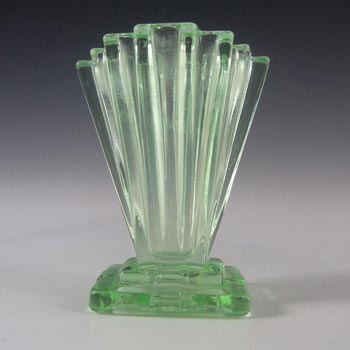 Bagley #334 Art Deco 4" Vintage Green Glass 'Grantham' Vase