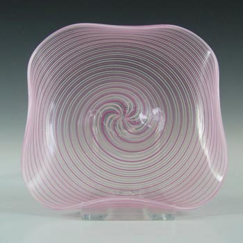 (image for) Murano 1950's Pink & White Filigree Glass Bowl