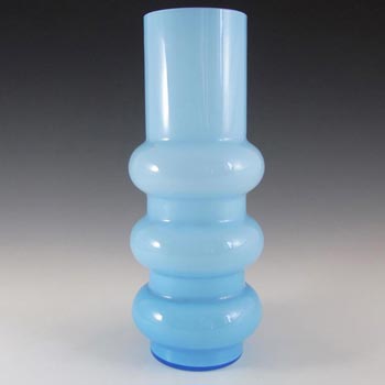 (image for) Ryd Glasbruk Swedish / Scandinavian Blue Glass Hooped 11.5" Vase