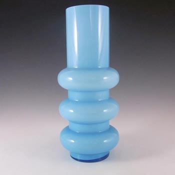 (image for) Ryd Glasbruk Swedish / Scandinavian Blue Glass Hooped 10.5" Vase