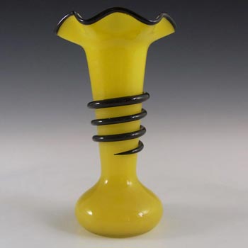 (image for) Czech/Bohemian 1930's Yellow & Black Tango Glass Vase #4