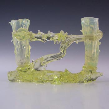(image for) John Walsh Victorian Vaseline/Uranium Glass Double Thorn Vase