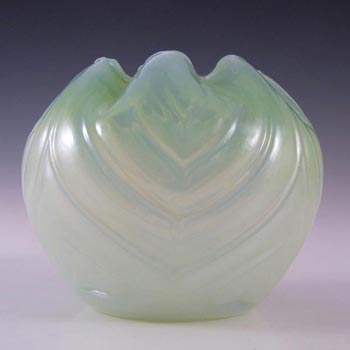 (image for) Victorian 1900's Opalescent Green Glass Rose Bowl