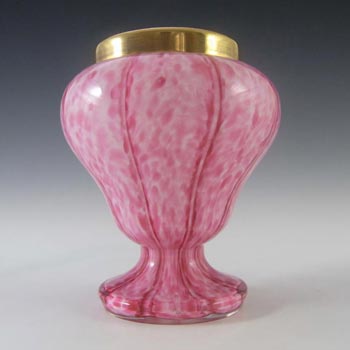 (image for) Welz Czech Pink Aventurine Glass 'Vertical Stripes' Vase #1