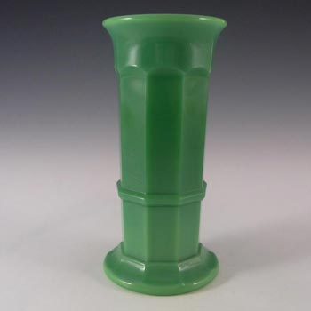 (image for) Davidson Art Deco 6.25" Jade Green Glass Vase #279